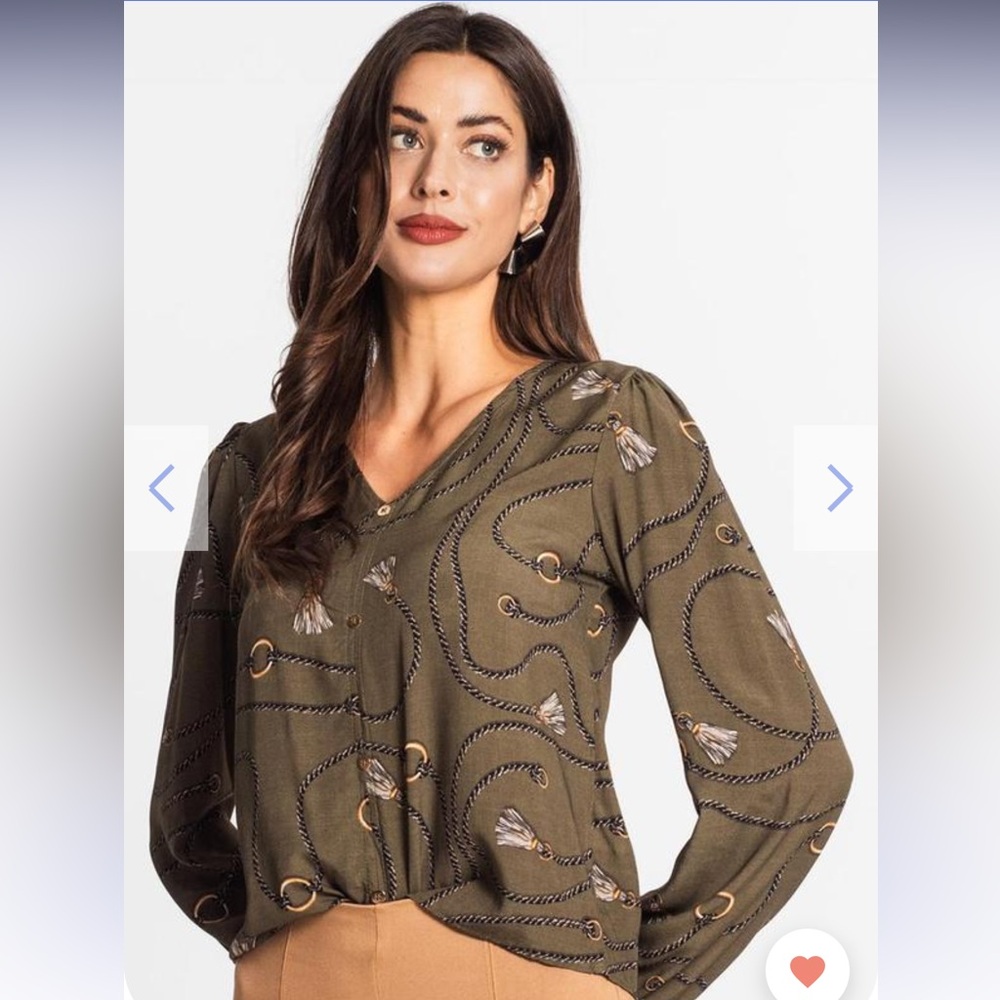 ANN TAYLOR Caramel Brown Blouson Top V Neck L/S S Small NWT $65 KL